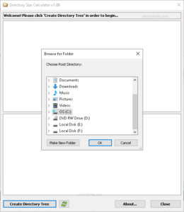 Directory site size calculator
